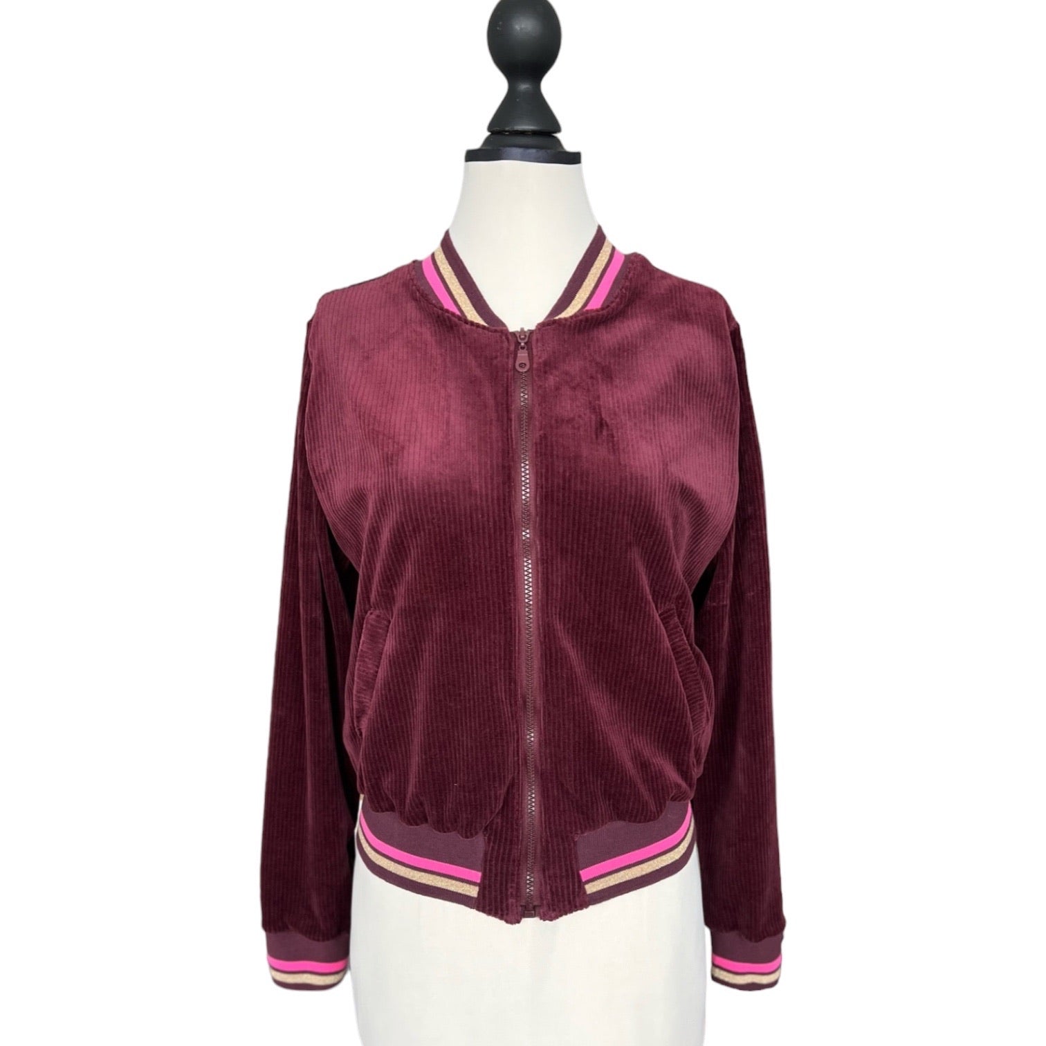 BIO Damen Blouson Cord Jersey bordeaux