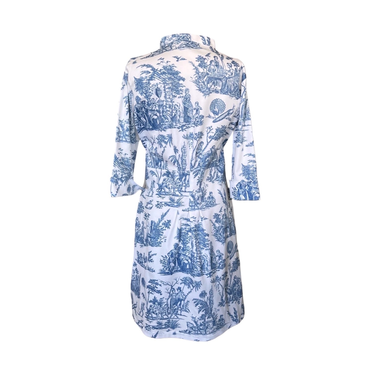 BIO Wickelkleid kurz, blau, weiss