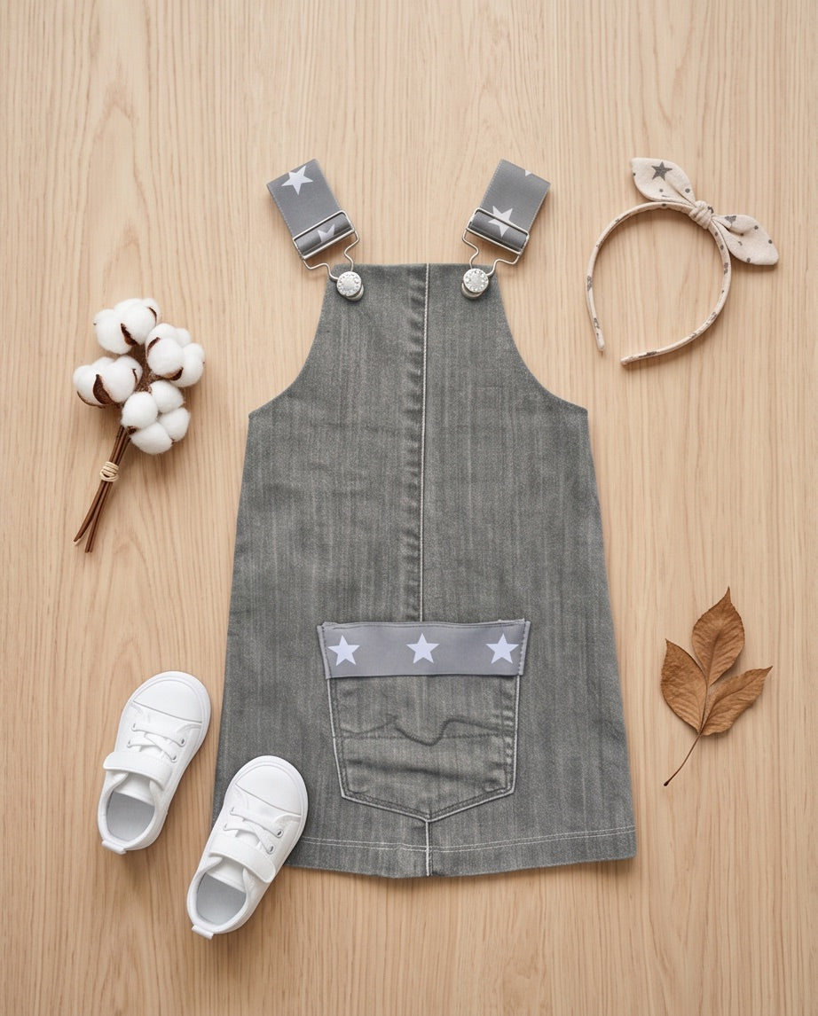 BIO Jeans Latzrock 86/92 grau