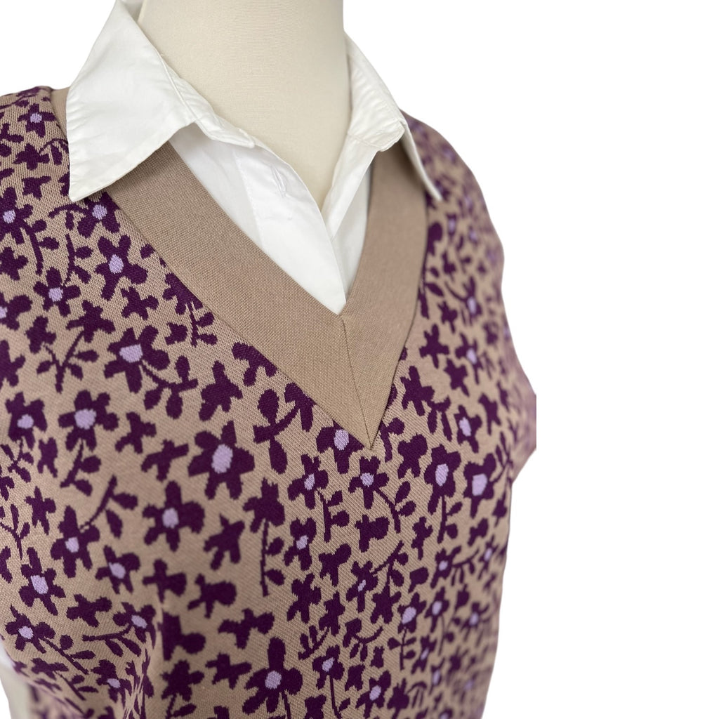 BIO Pullunder Blumen taupe violett