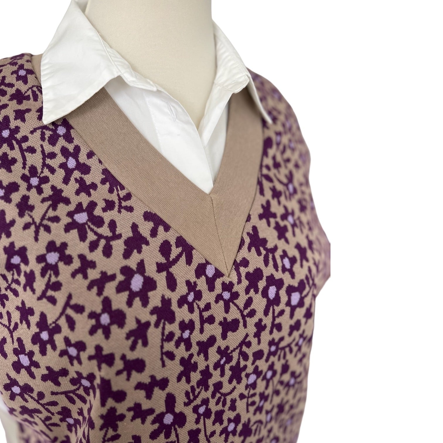 BIO Pullunder Blumen taupe violett