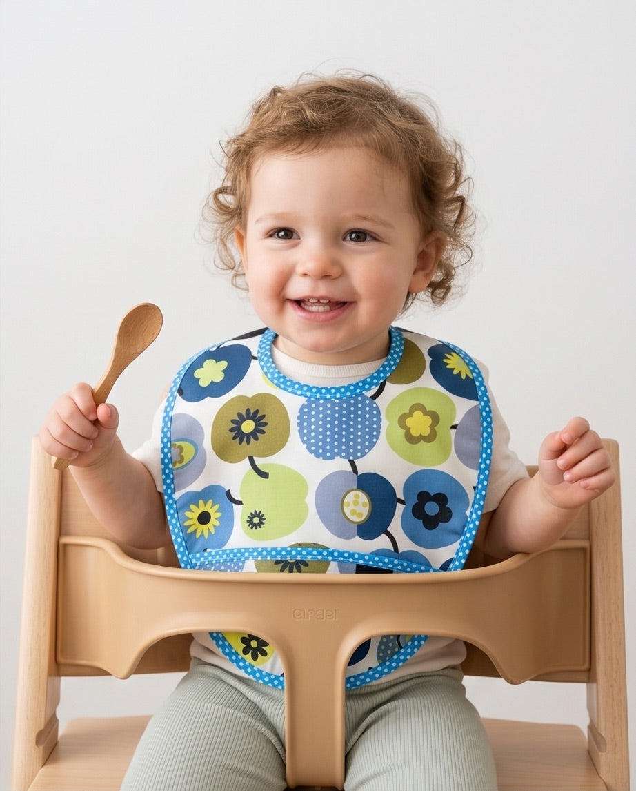 Baby Lätzli mini Äpfel blau