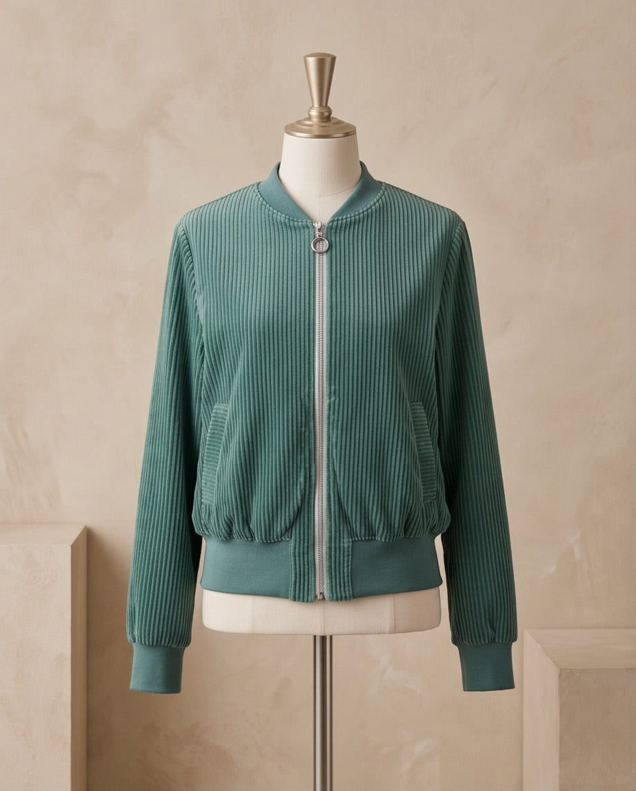 BIO Damen Blouson Cord Jersey pazifikgrün