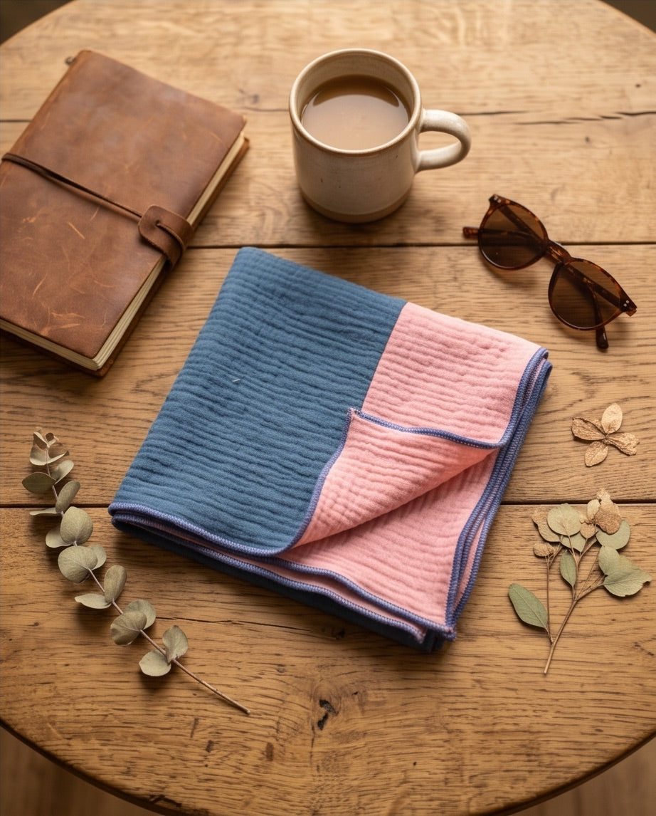 BIO Dreieckstuch rosa/blau