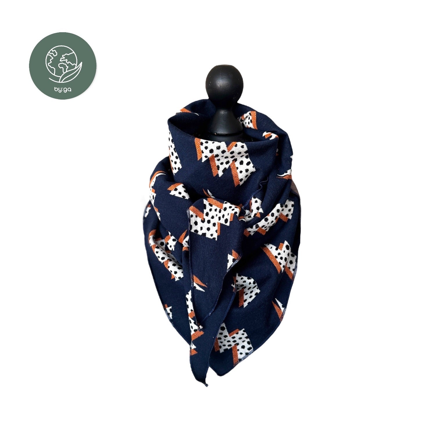 Bio Jacquard Dreieckstuch Blitze navy