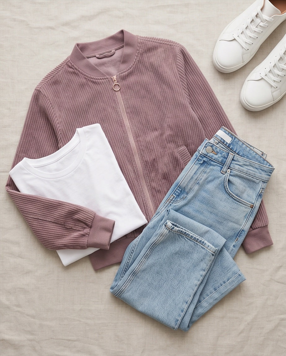 BIO Damen Blouson Cord Jersey altrosa