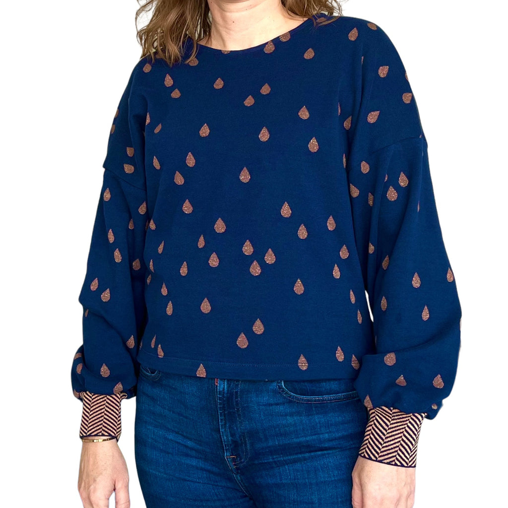 BIO Pullovershirt Tropfen, dunkelblau