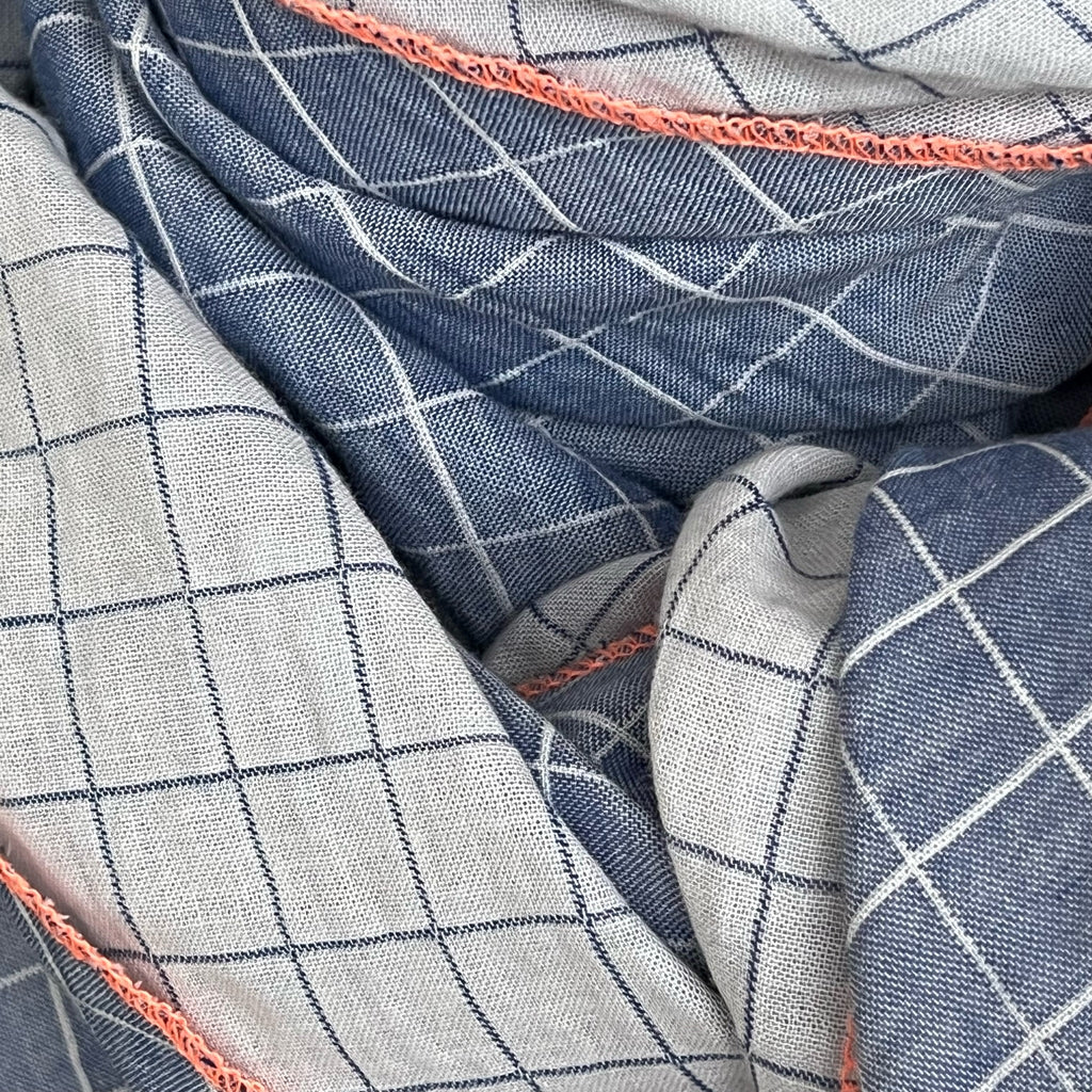 BIO Musselin Dreieckstuch Maxi Karo blau